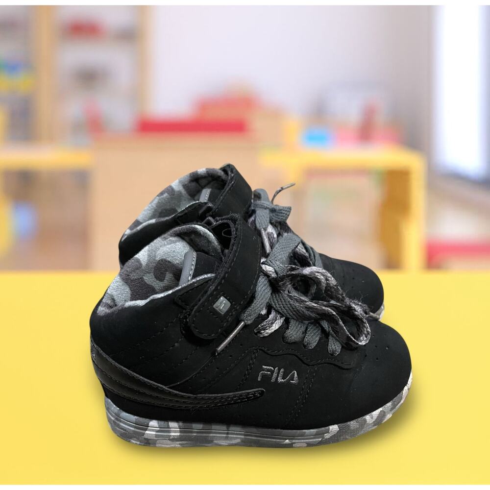 Fila Vulc 13 Mid Plus Black Camo Sneakers Shoes Toddler Boys Size 10